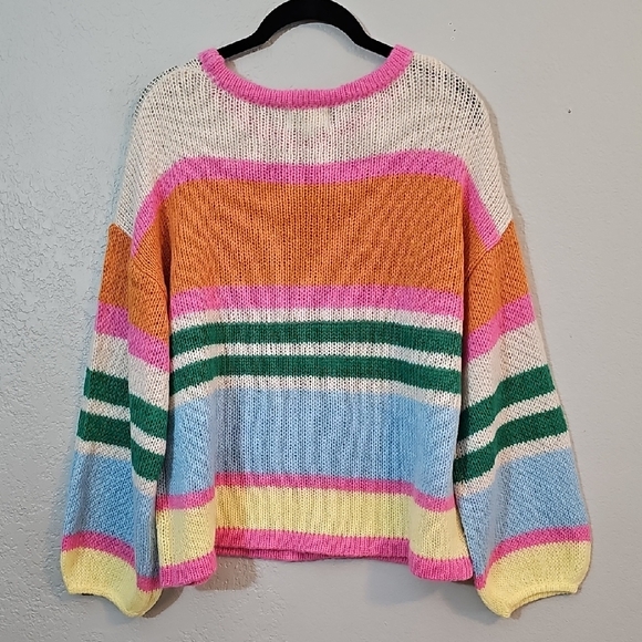 NWT - A Collective Story Multicolor Striped Sweater, Womens Medium Oversized - Picture 5 of 6
